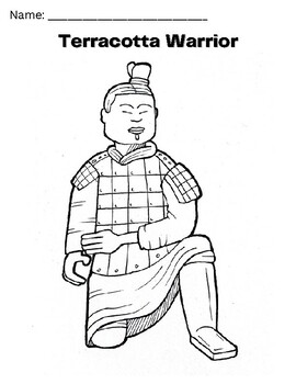 Terracotta warrior coloring page by little middle and mighty tpt