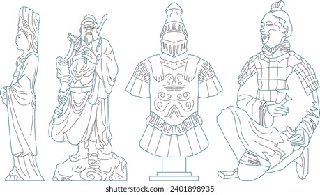 Hundred chinese soldiers drawings royalty