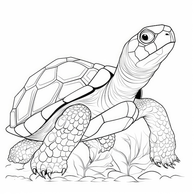 Premium ai image black and white coloring picture of a diamondback terrapin