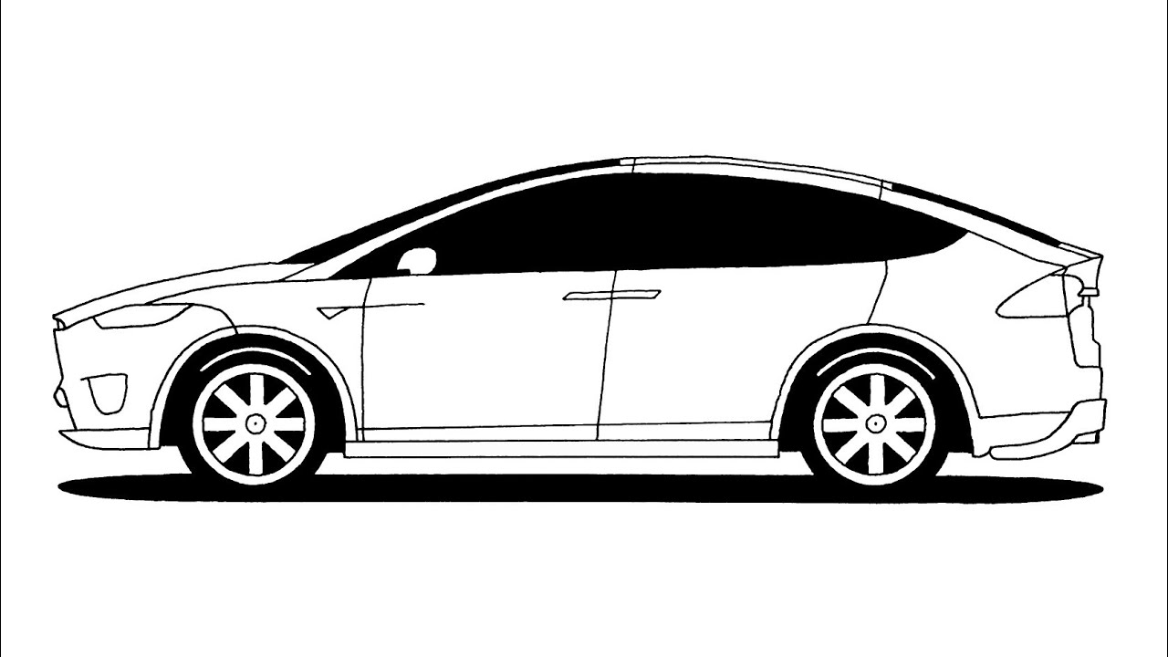 How to draw a tesla odel s step by step