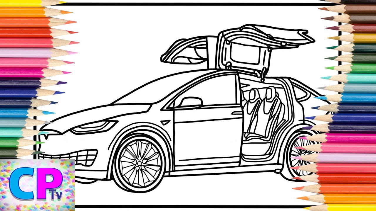 Tesla car coloring pagestesla door open upwardanna yvettered lineellisclear y headncs release