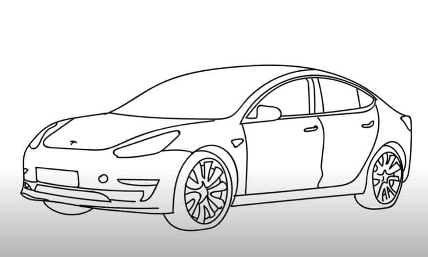 How to draw a tesla model car drawing step by step vän hãa