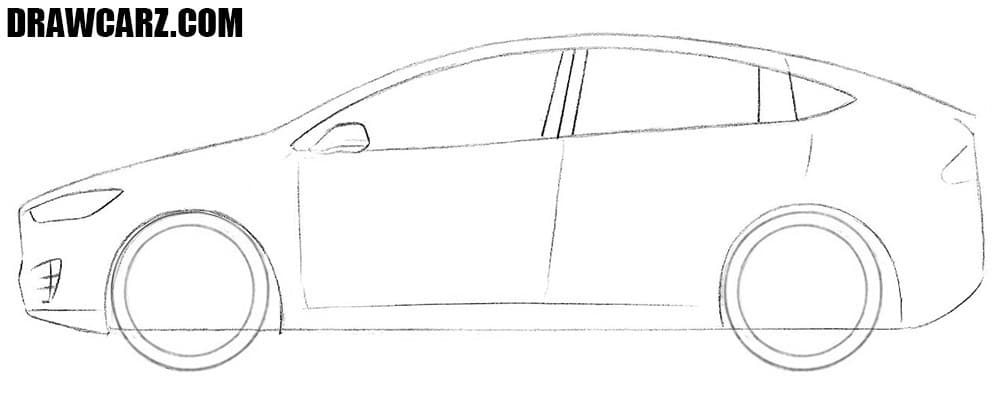 How to draw a tesla model x