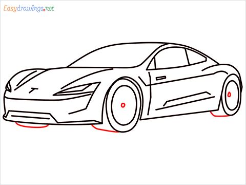 How to draw a tesla car step by step