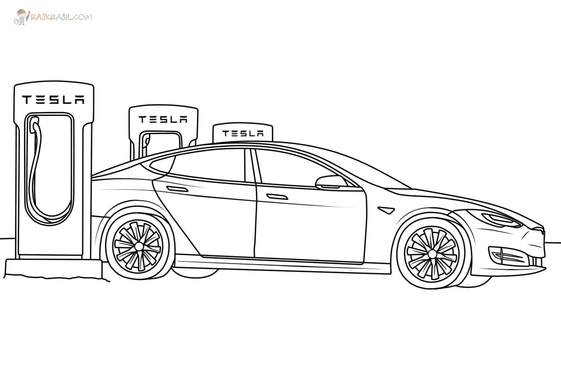Tesla model x coloring page