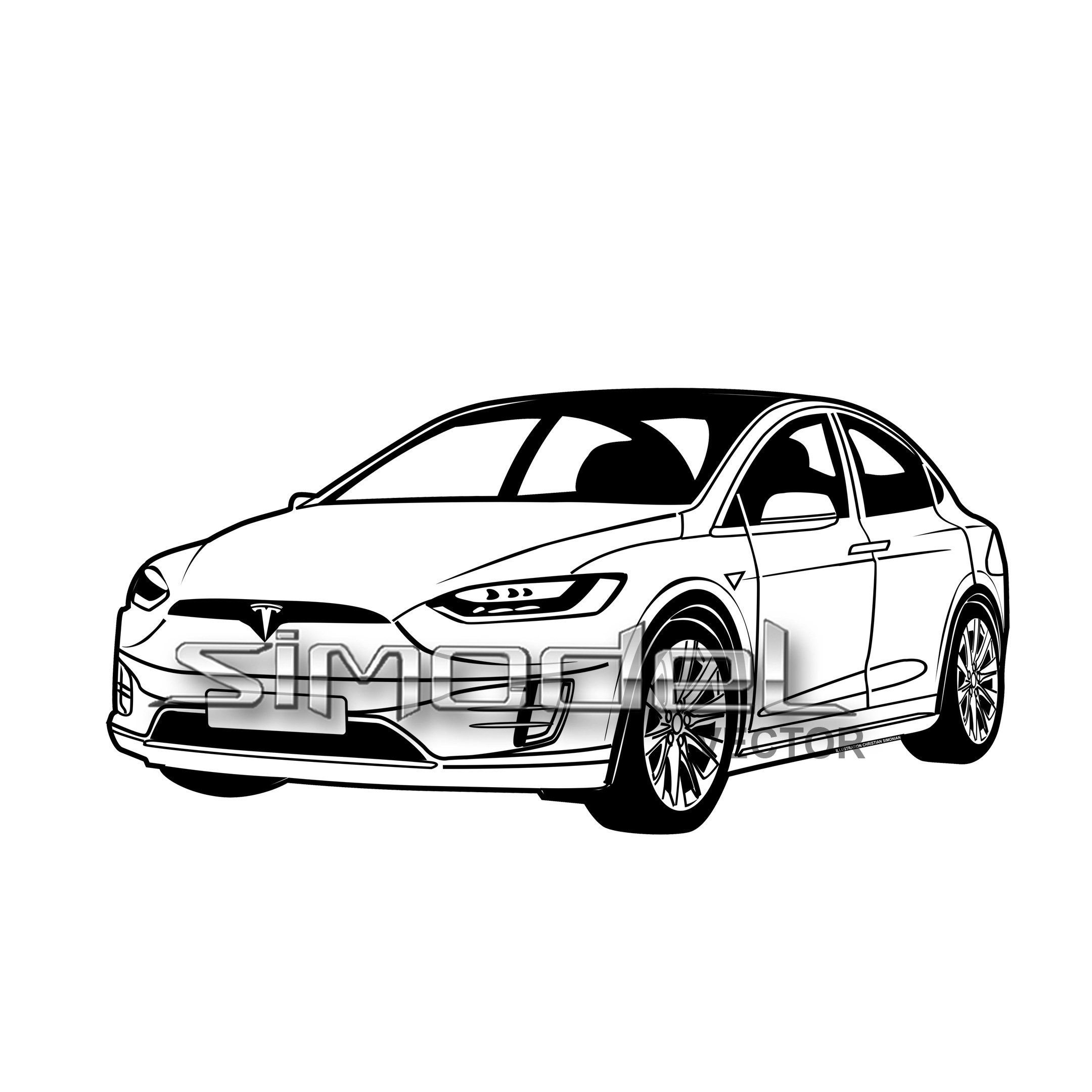 Tesla model x car vector svgaiepsdxfpdfpng jpg svg and