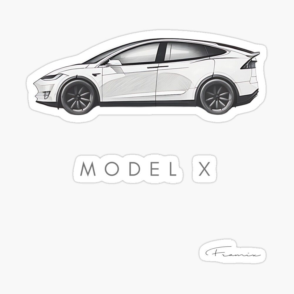 Tesla model x wall art canvas car canvas pencil art modern pen art poster for sale by idopedesigner
