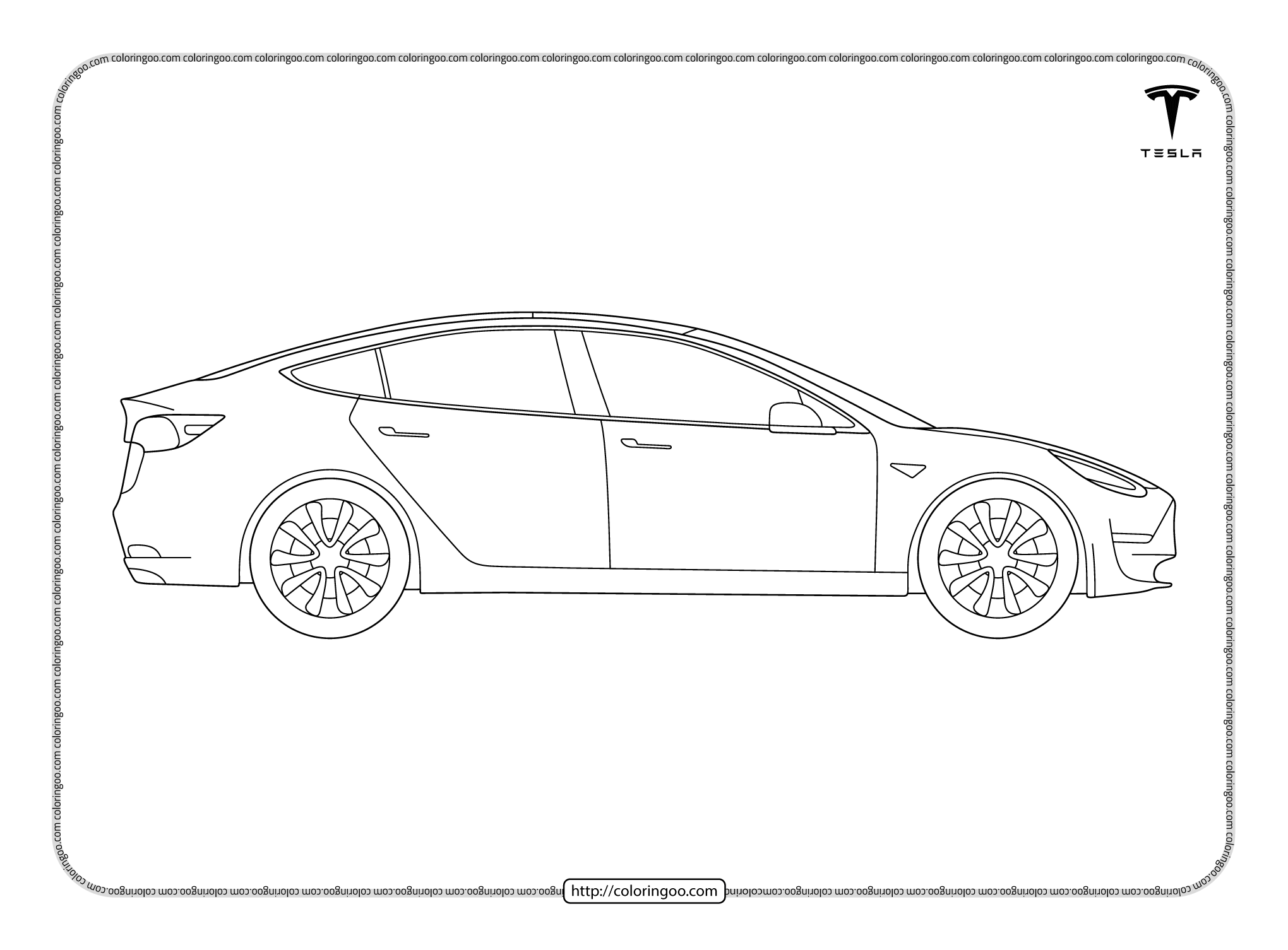 Printable cars tesla model coloring pages