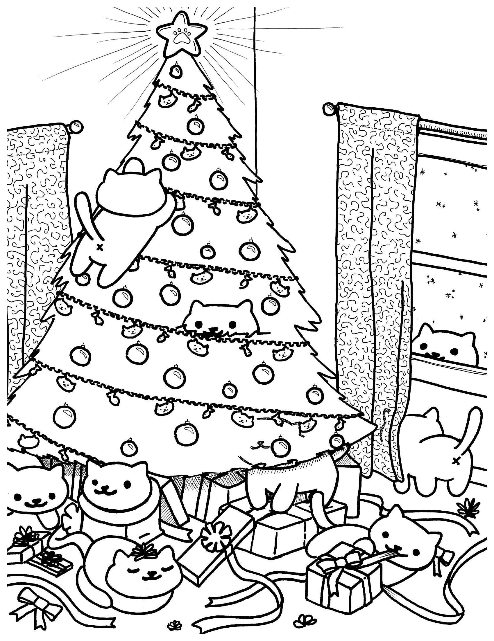 A meowy christmas coloring sheet raww