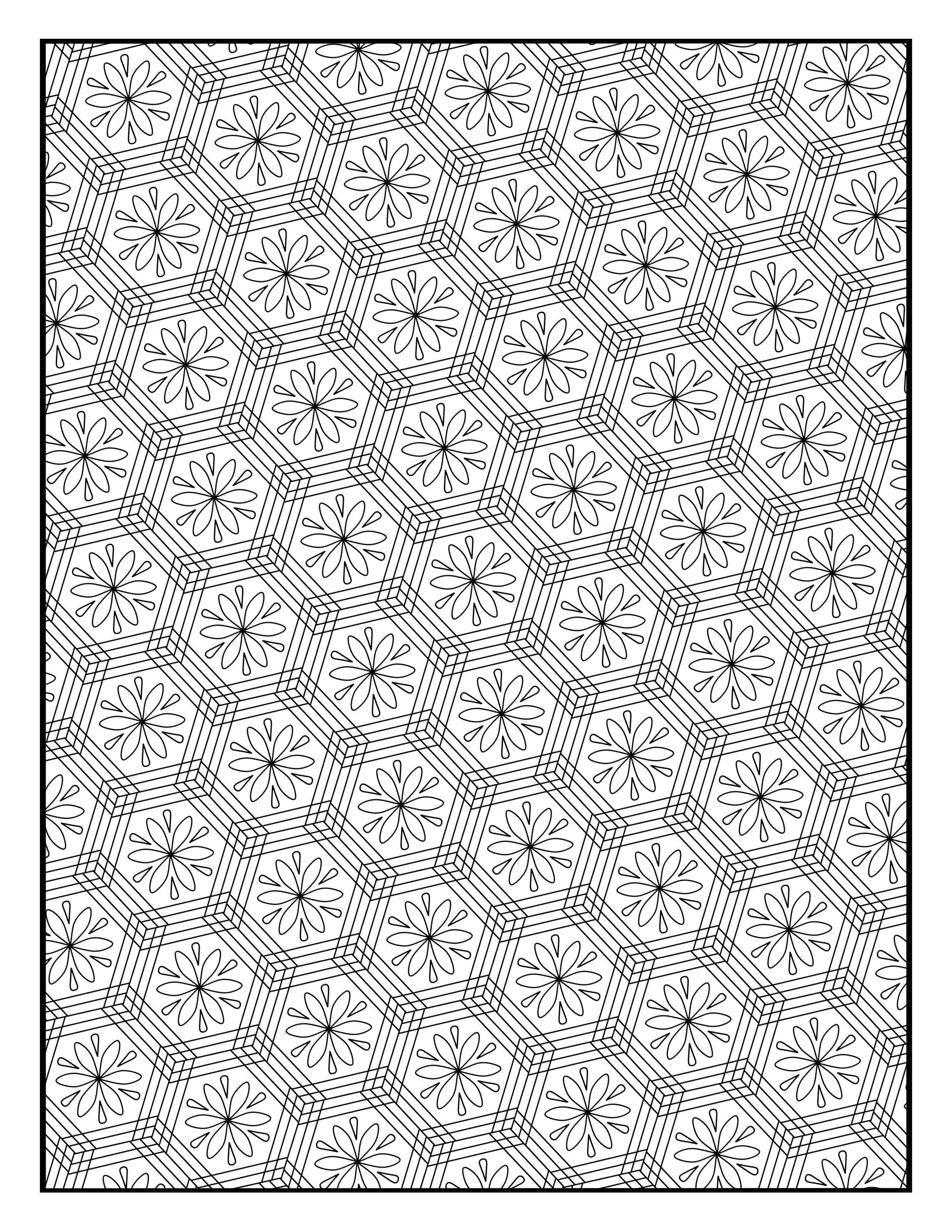 Coloring page geometric repeating pattern printable