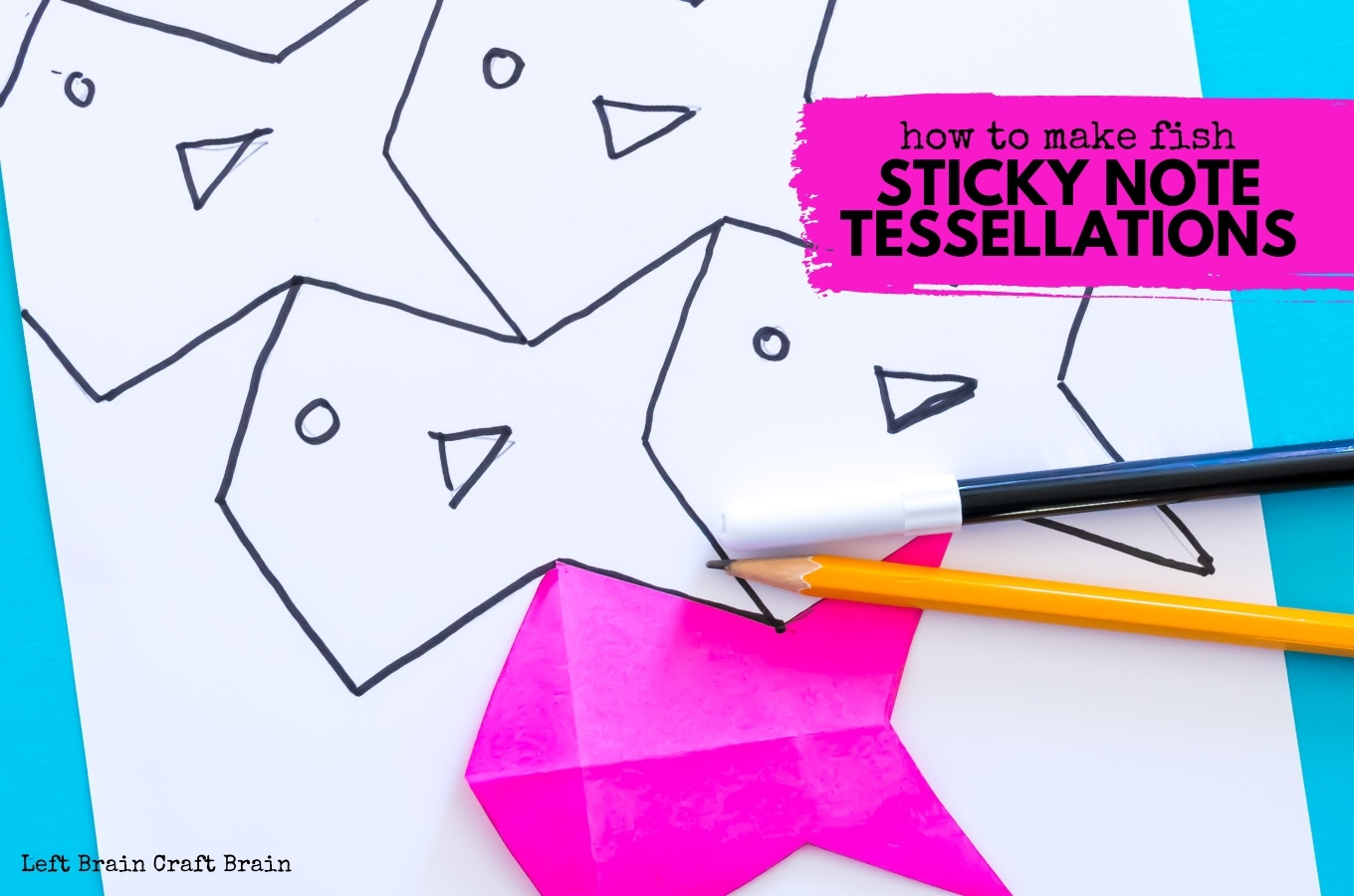 How to make fish tessellations with sticky notes creating patterns