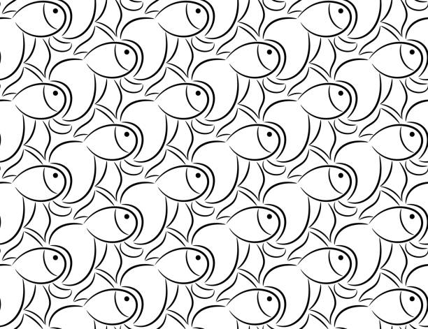 Gold fish background in escher style stock illustration