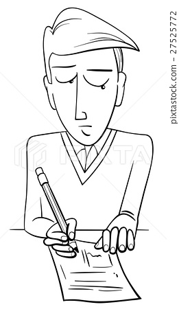 Student doing test coloring page