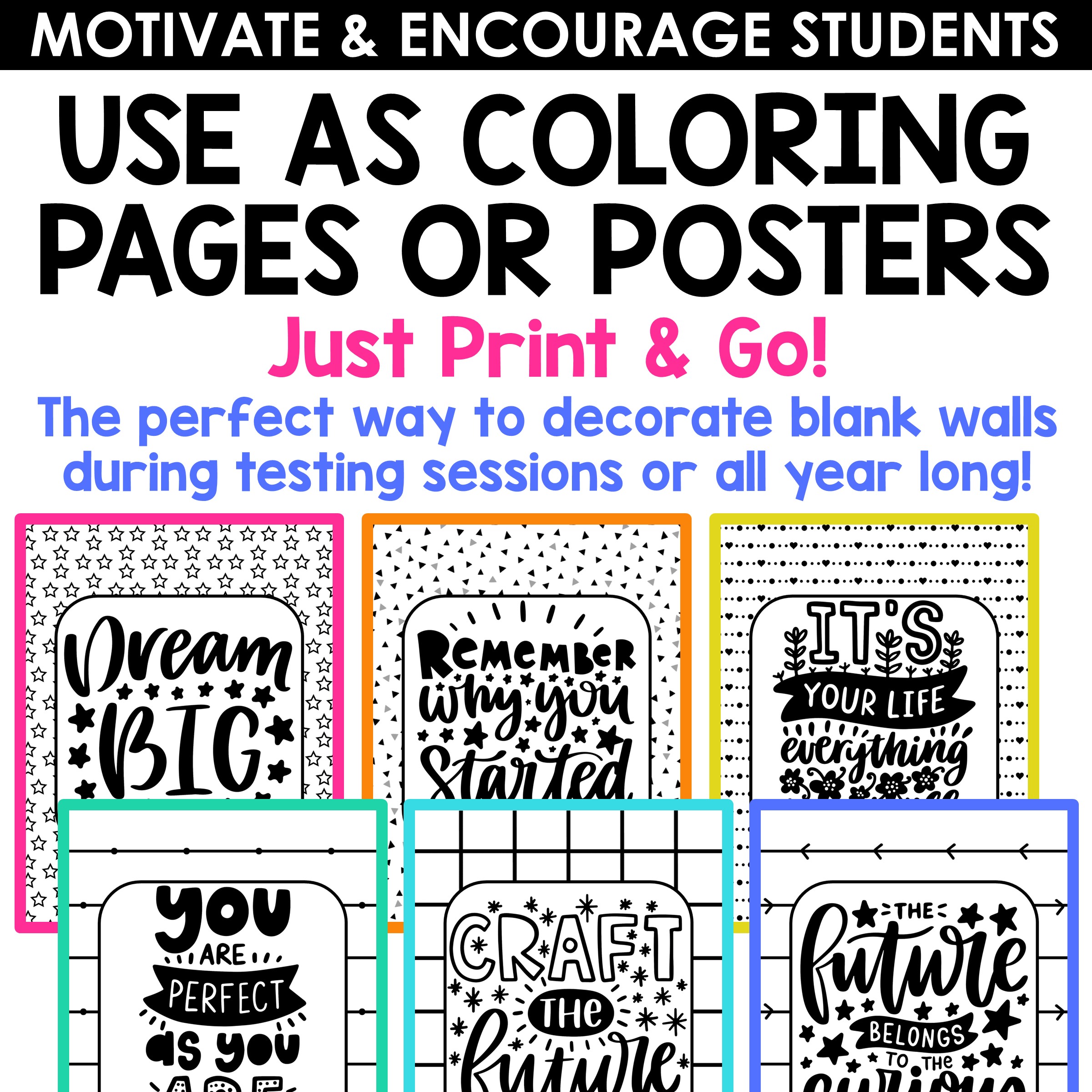 Motivational posters coloring pages for testing state testing encouragement