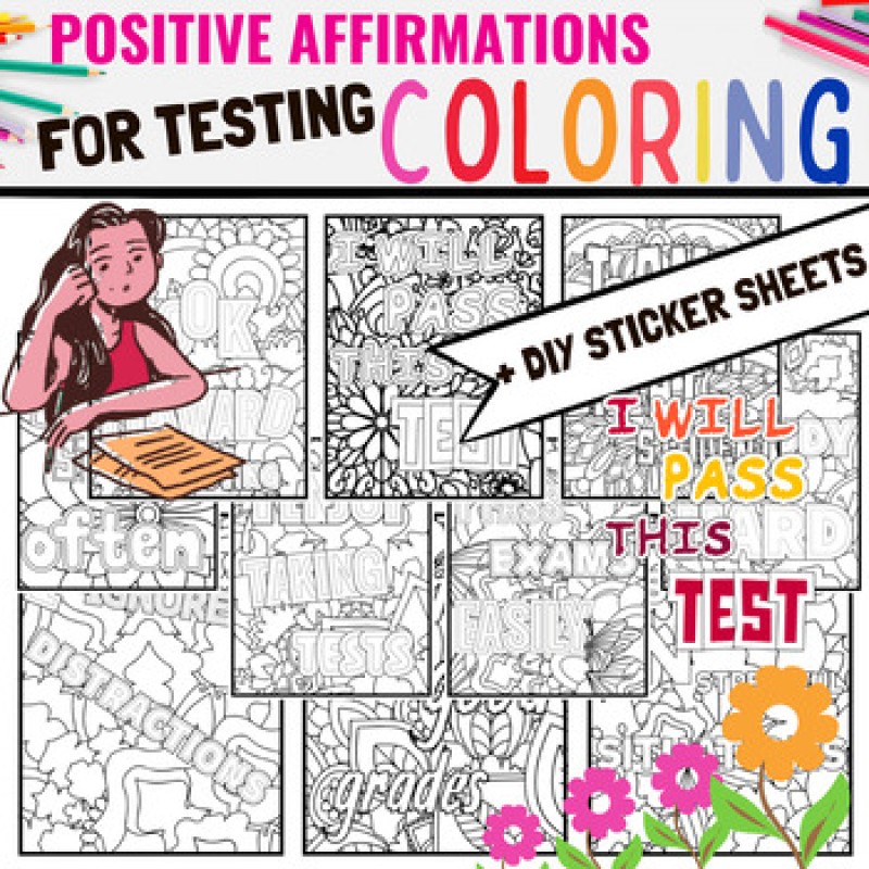 Positive affirmations for testing coloring pages