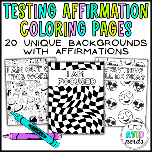 Early finishers l state testing encouraging affirmation coloring pages for sel