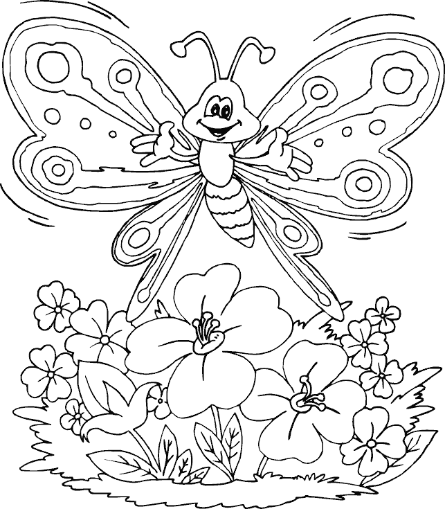 Butterfly over flowers page