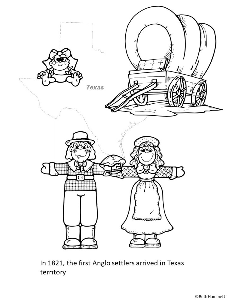Texas history coloring sheets and timeline