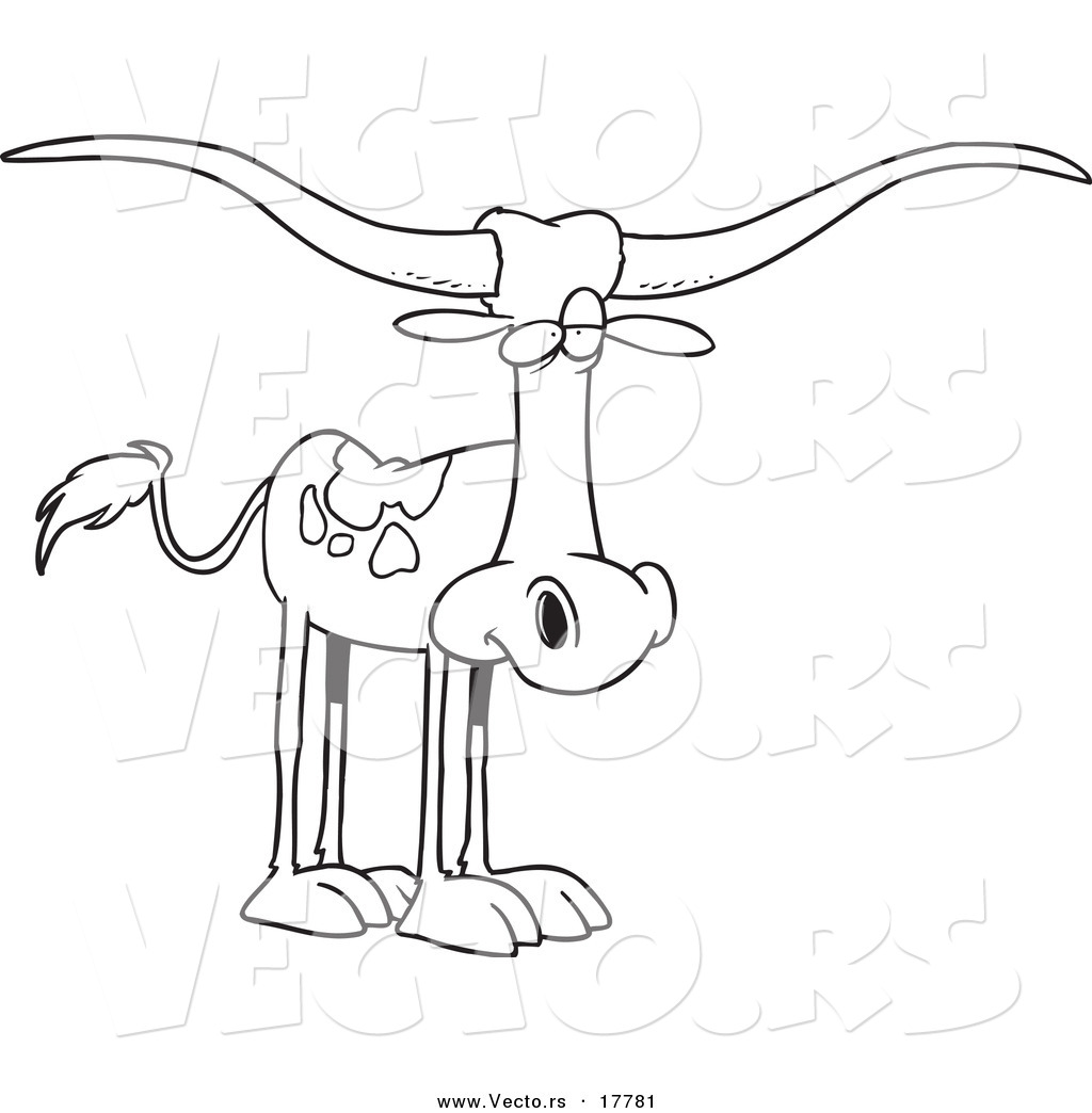 R of a cartoon longhorn cow