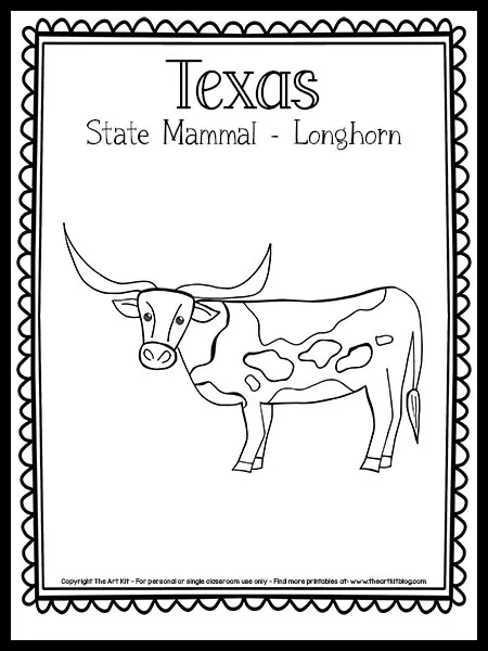 Texas coloring page â state mammal the longhorn free printable â the art kit