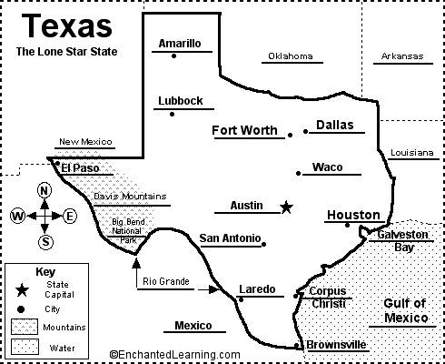 Texas map coloring page texas map maps for kids history lesson plans