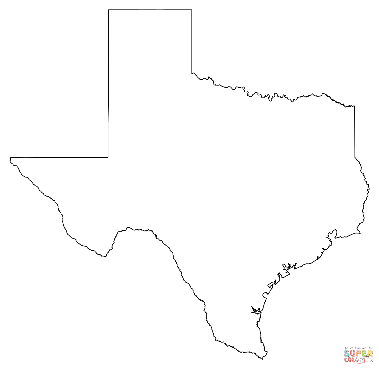 Outline map of texas coloring page free printable coloring pages
