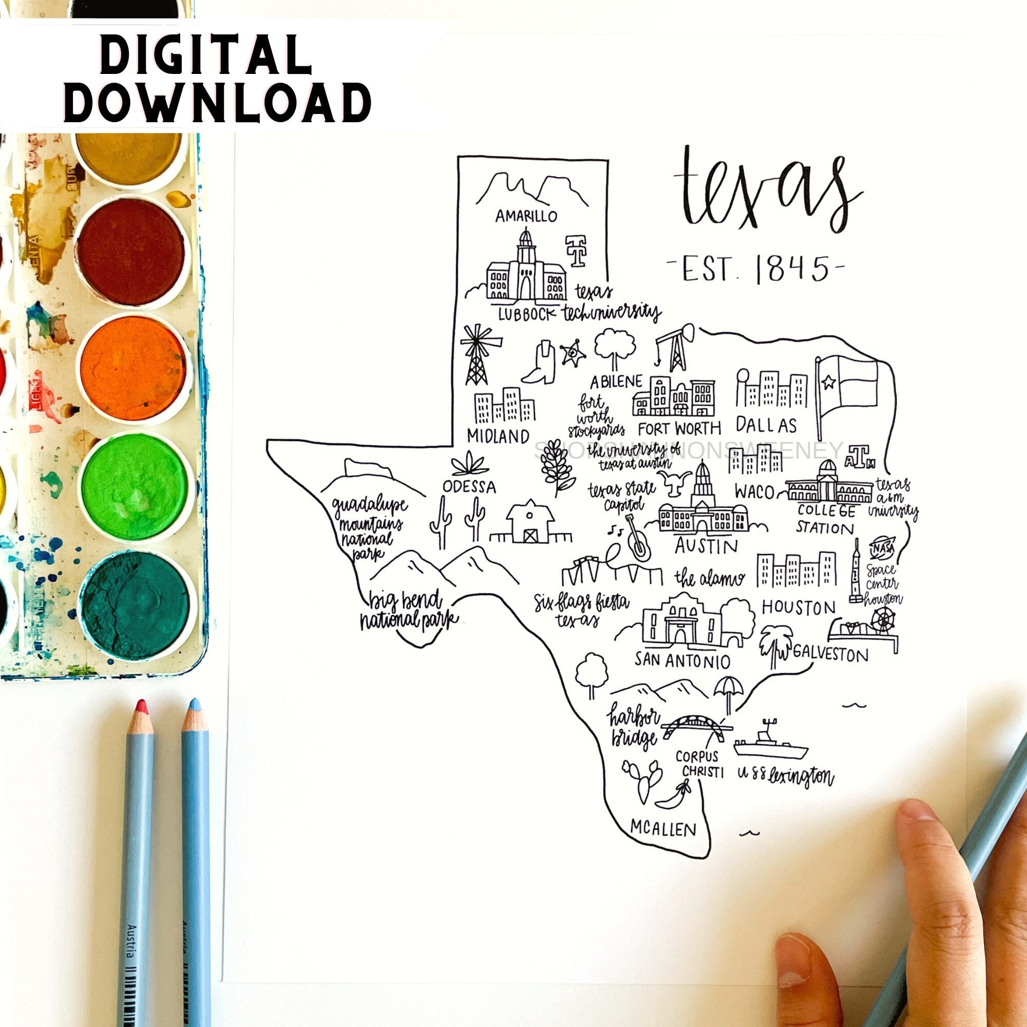 Texas coloring map