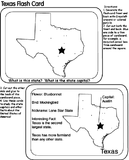 Us state flash cards