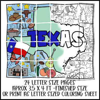 State of texas collaborative coloring oversized poster by brittany henderson