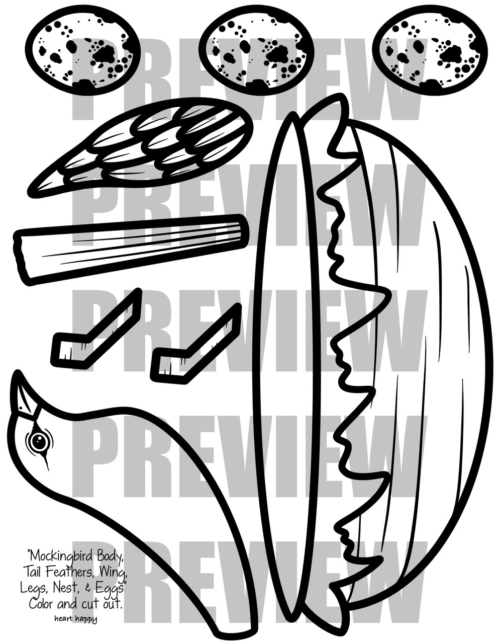 Mockingbird craft texas state symbols craft bird craft spring craft