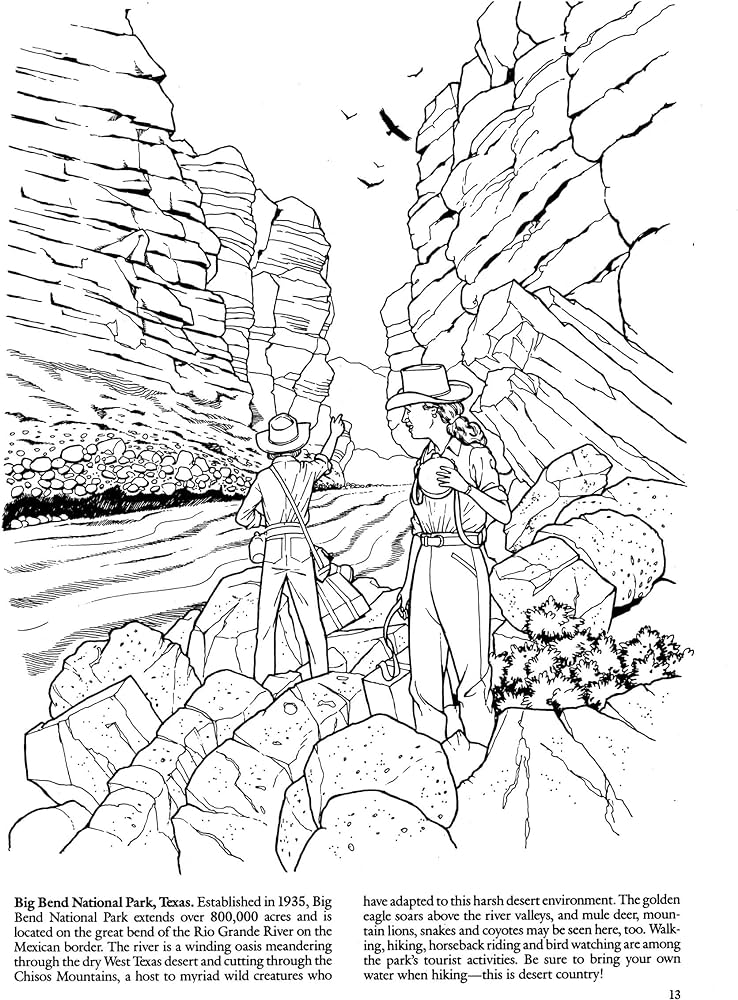 National parks coloring book dover nature coloring book peter f copeland books