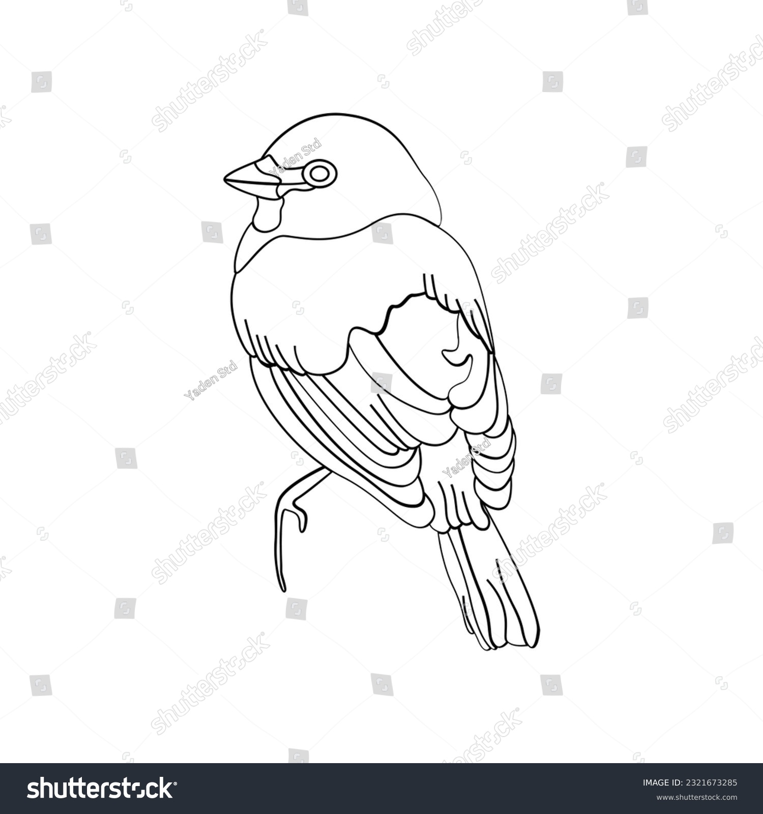 Bird outline vector coloring book tattoo stock vector royalty free