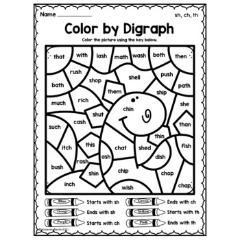 Color by digraphs and blends worksheets