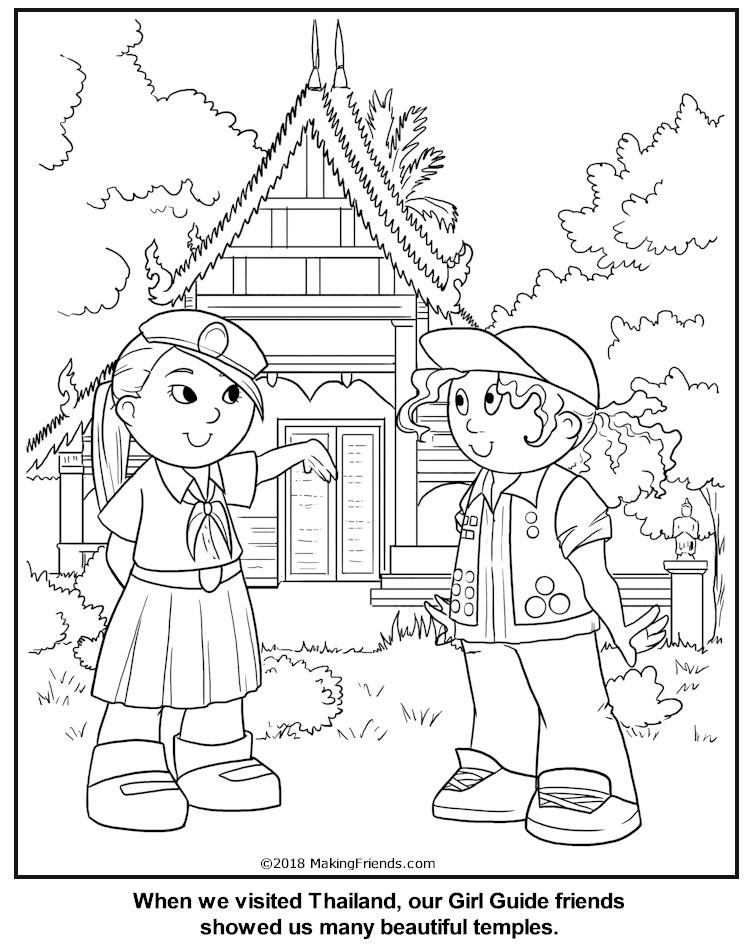 Thailand girl guide coloring page