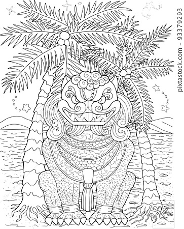 Coloring page illustration with thailand demons