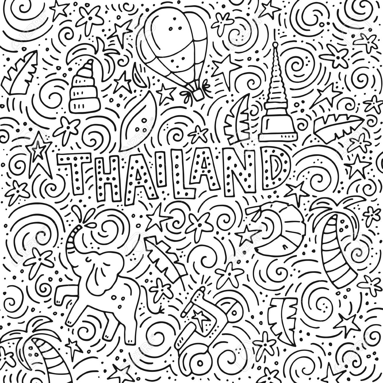 Black and white illustration of thailand great for coloring book royalty free svg cliparts vectors and stock illustration image