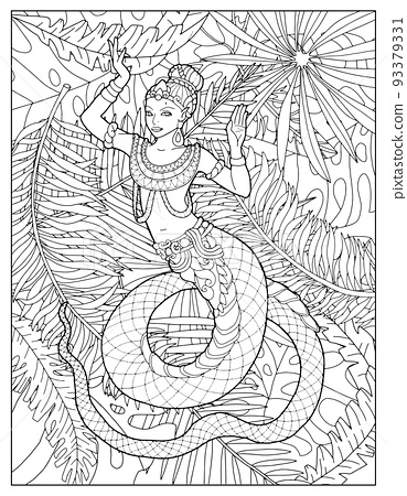 Coloring page illustration with thailand demons