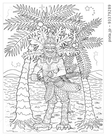 Coloring page illustration with thailand demonsãããããç æ