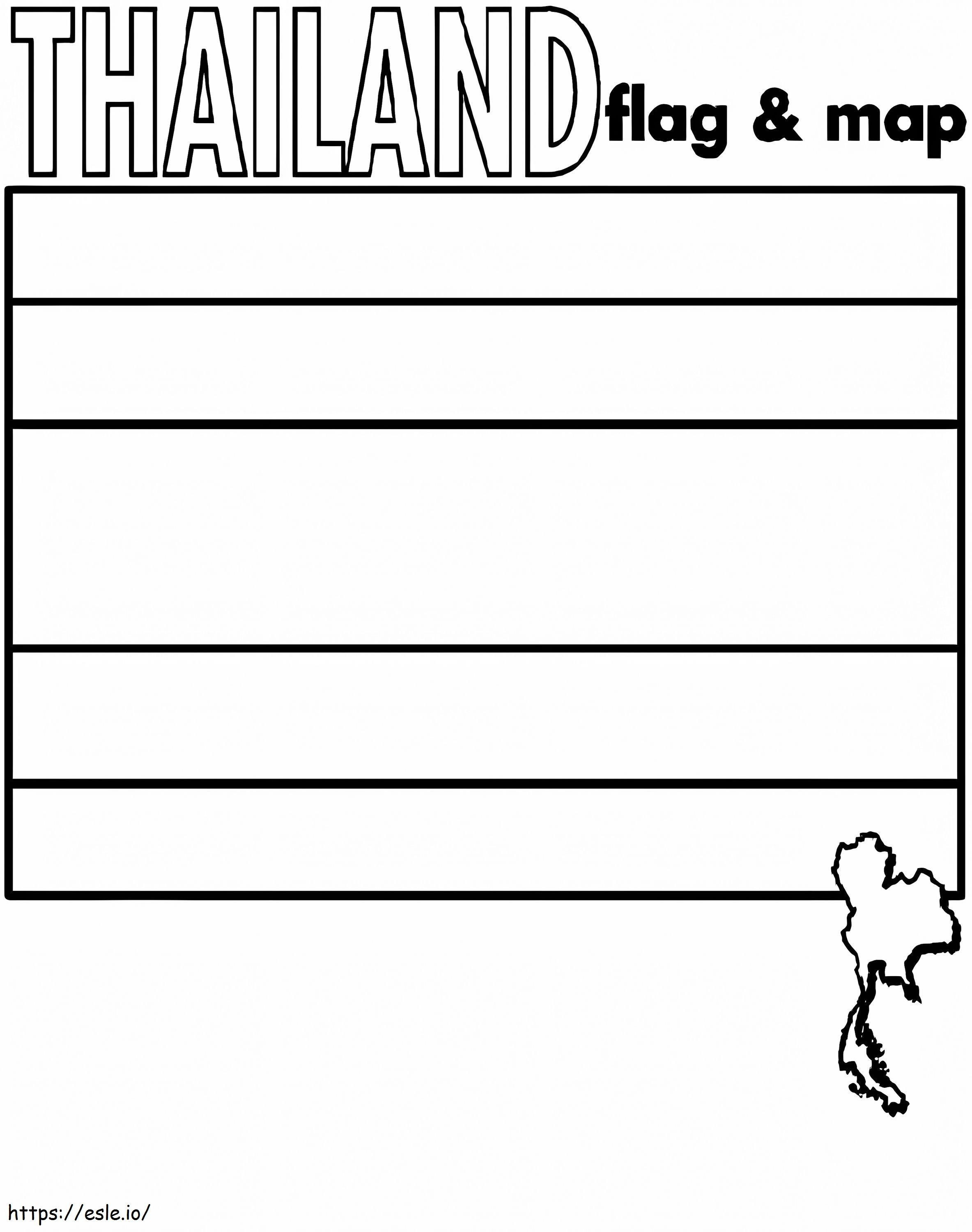 Thailand flag and map coloring page