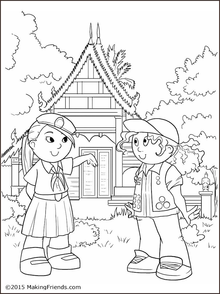 Thailand girl guide coloring page world thinking day girl guides coloring pages