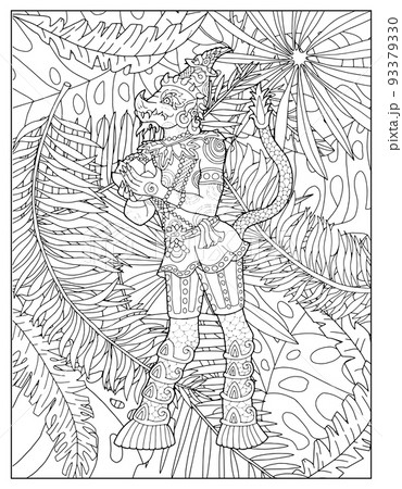 Coloring page illustration with thailand demonsãããããç æ