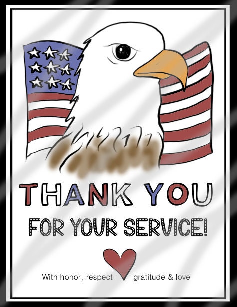 Thank you for your service veterans day gift coloring page printable pdf instant download gift for military army navy coast guard