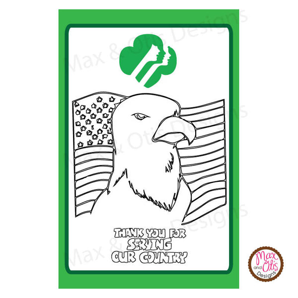 Girl scout thank you veterans printable coloring sheet â max otis designs