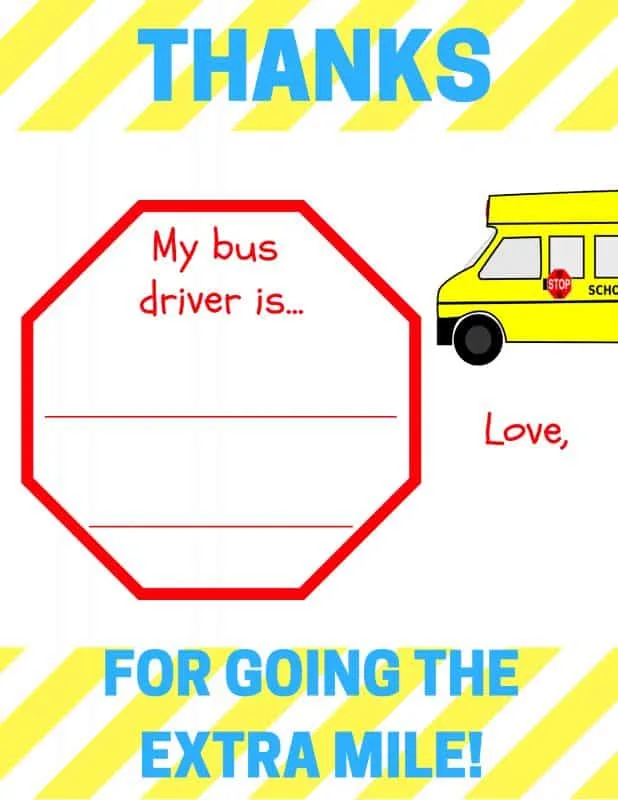 Thank you bus driver card