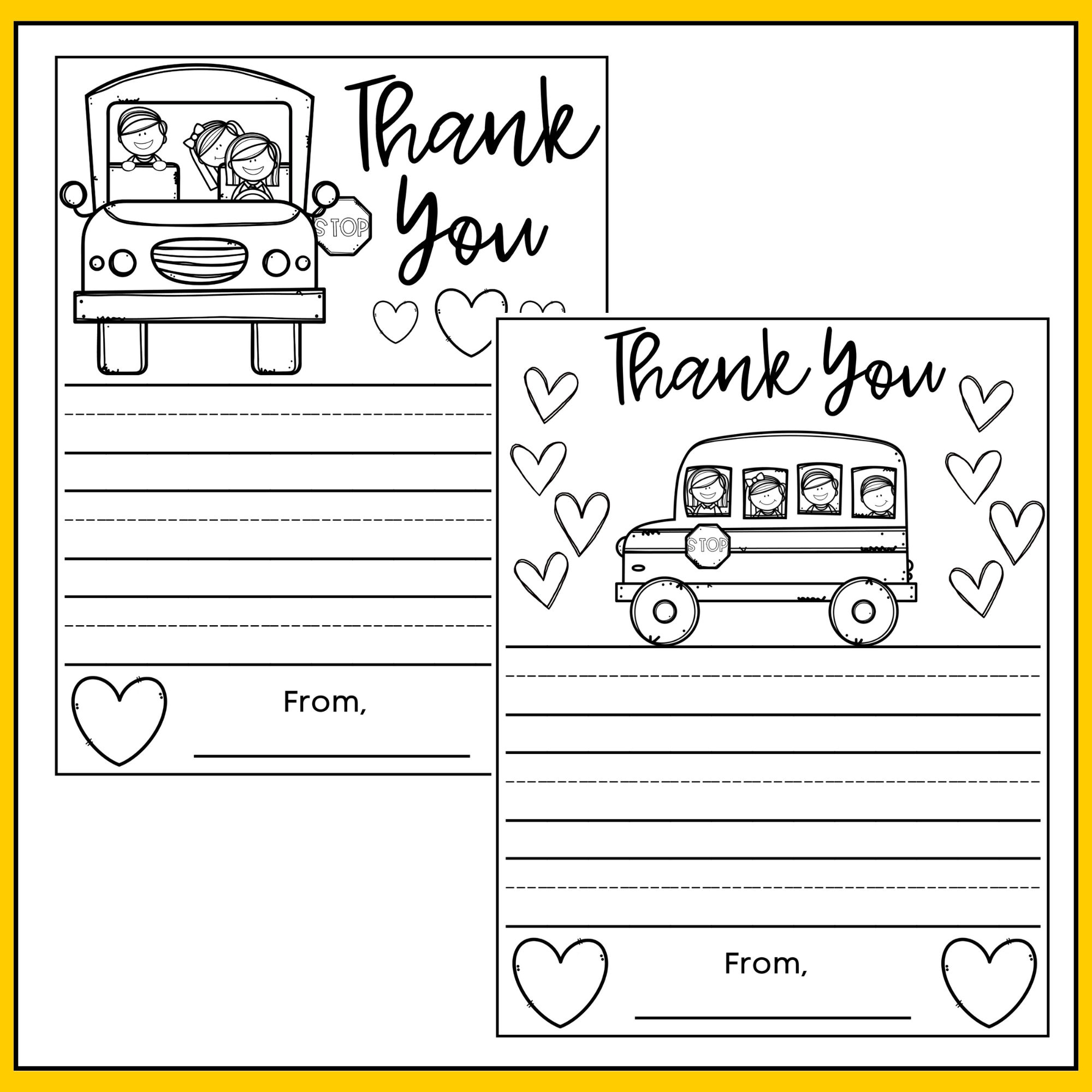 Bus driver appreciation thank you letters coloring pages download printable