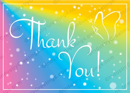 Butterfly rainbow thank you card