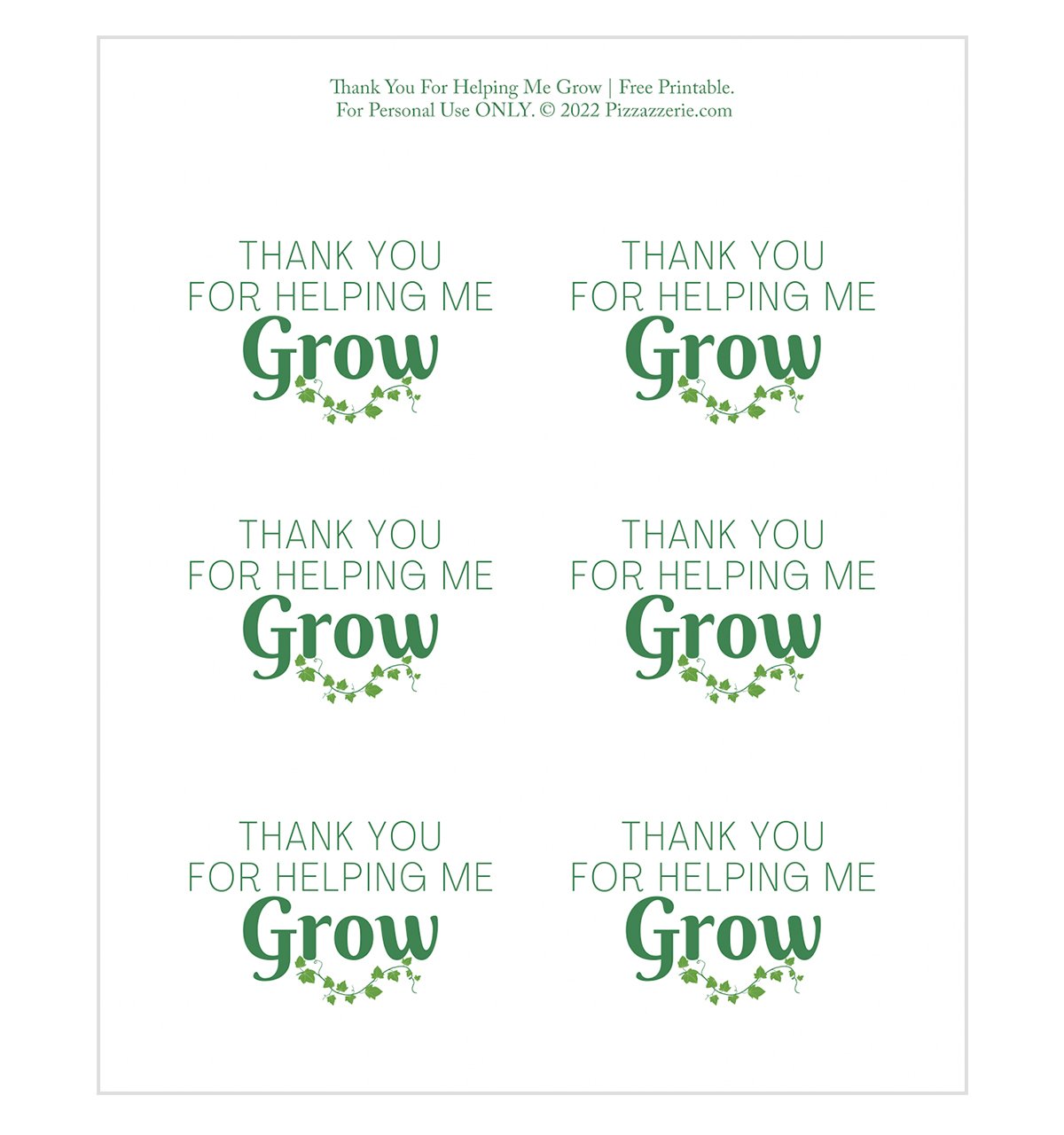 Thank you for helping me grow teacher gift free printable