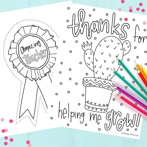 Thanks for helping me grow coloring page teacher appreciation printable bundle