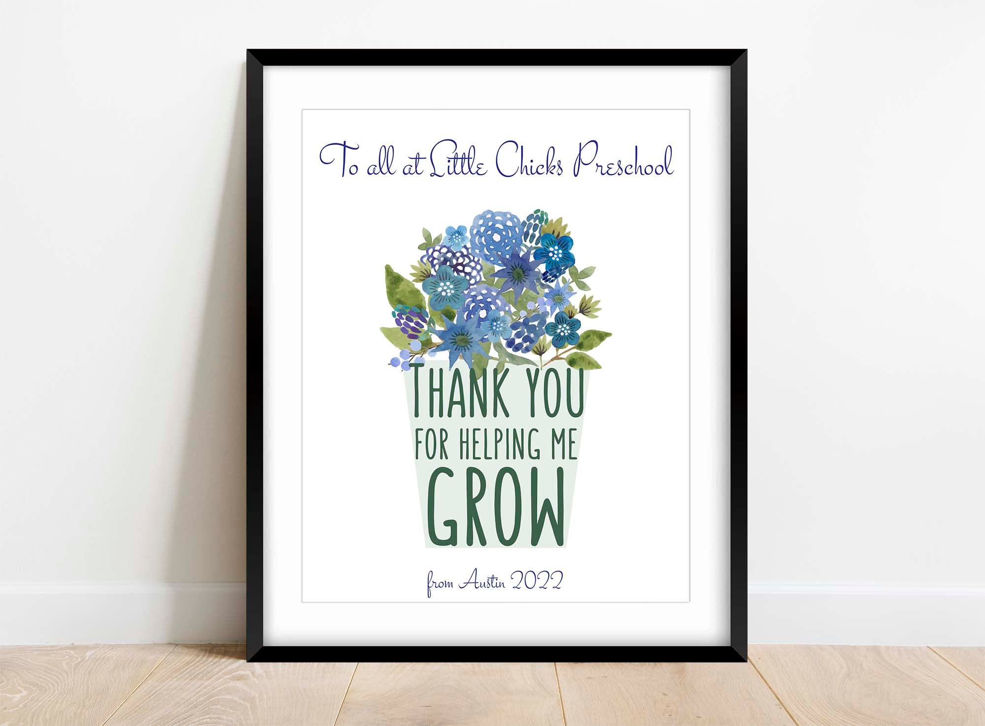 Thank you for helping me grow gift preschool teacher gifts print â crafty w design