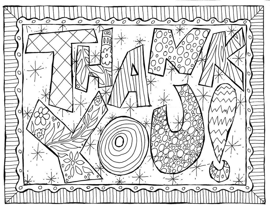 Printable thank you page coloring pages doodle coloring printable coloring pages